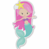 Niedliche Meerjungfrau, kleine Meerjungfrau, rosa Aufkleber (Vorderseite)