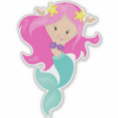 Niedliche Meerjungfrau, kleine Meerjungfrau, Starf Aufkleber (Vorderseite)