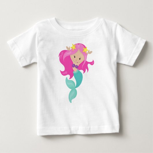 Niedliche Meerjungfrau, kleine Meerjungfrau, Starf Baby T-shirt (Vorderseite)