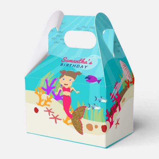 Niedliche Meerjungfrau Mädchen im farbenfrohen Oze Geschenkschachtel (Vorderseite)