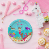 Niedliche Meerjungfrau Mädchen im farbenfrohen Oze Pappteller (Party)