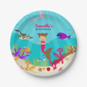 Niedliche Meerjungfrau Mädchen im farbenfrohen Oze Pappteller (Vorderseite)