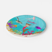 Niedliche Meerjungfrau Mädchen im farbenfrohen Oze Pappteller (Schrägansicht)