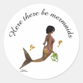 Niedliche Meerjungfrau mit Aufklebern für Seepferd Runder Aufkleber (Vorderseite)