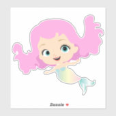 Niedliche Meerjungfrau mit rosa Haar Aufkleber (Blatt)