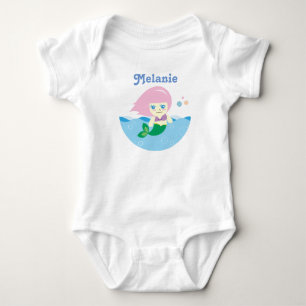 Niedliche Meerjungfrau mit rosa Haar Personalisier Baby Strampler