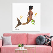 Niedliche Meerjungfrau mit Seepferden gesteppte Le Leinwanddruck (Insitu (Wohnzimmer))