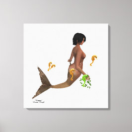 Niedliche Meerjungfrau mit Seepferden gesteppte Le Leinwanddruck