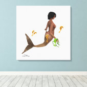 Niedliche Meerjungfrau mit Seepferden gesteppte Le Leinwanddruck (Insitu (Holzboden))