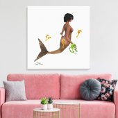 Niedliche Meerjungfrau mit Seepferden gesteppte Le Leinwanddruck (Insitu (Wohnzimmer))