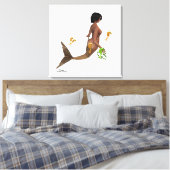 Niedliche Meerjungfrau mit Seepferden gesteppte Le Leinwanddruck (Insitu (Schlafzimmer))