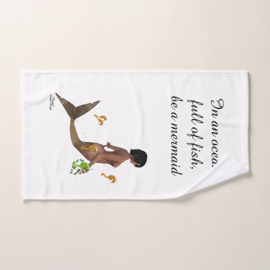 Niedliche Meerjungfrau mit Seepferden Handtuch (Handtuch)