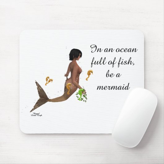 Niedliche Meerjungfrau mit Seepferden Mousepad (Mit Mouse)