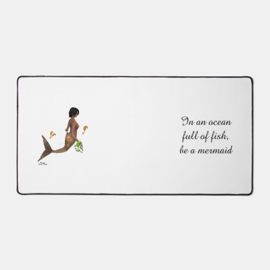 Niedliche Meerjungfrau mit Seepferden Schreibtisch Schreibtischunterlage (Vorderseite)