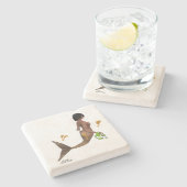 Niedliche Meerjungfrau mit Seepferden Stone Unters Steinuntersetzer (Seitenansicht)