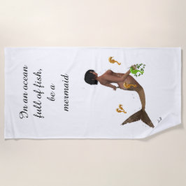 Niedliche Meerjungfrau mit Seepferden Strandtuch