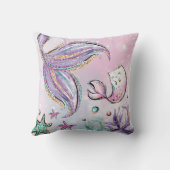 Niedliche Meerjungfrau mit Turtle und Narwhal Girl Kissen (Rückseite)