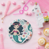 Niedliche Meerjungfrau & Muschel Geburtstag Pappteller (Party)