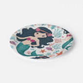 Niedliche Meerjungfrau & Muschel Geburtstag Pappteller (Schrägansicht)