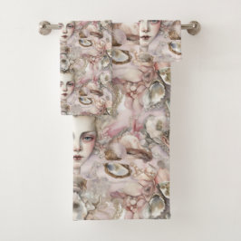 niedliche Meerjungfrau Muscheln Perlen Badhandtuch Set