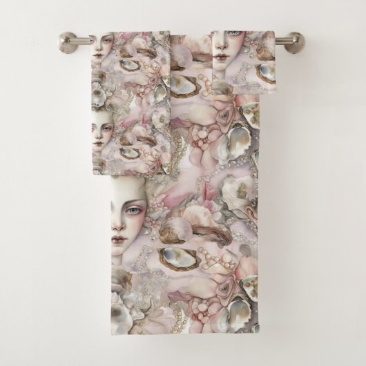 niedliche Meerjungfrau Muscheln Perlen Badhandtuch Set (Insitu)