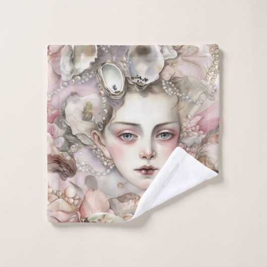 niedliche Meerjungfrau Muscheln Perlen Badhandtuch Set (Waschlappen)