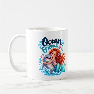 Niedliche Meerjungfrau Ozean Freunde Delfin Kaffee Kaffeetasse
