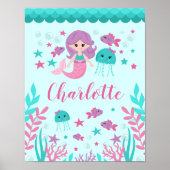 Niedliche Meerjungfrau Personalisiert Girl Kinderz Poster (Vorne)