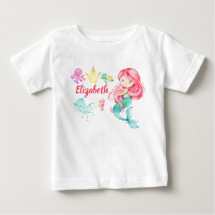 Niedliche Meerjungfrau Personalisiert unter Meer G Baby T-shirt
