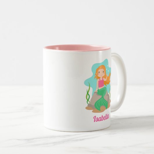 Niedliche Meerjungfrau Personalisiert Zweifarbige Tasse (VorderseiteRechts)