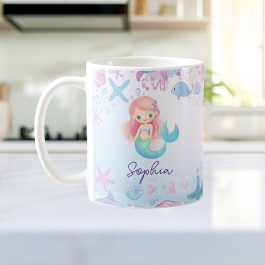 Niedliche Meerjungfrau - personalisierte Umarmung Kaffeetasse