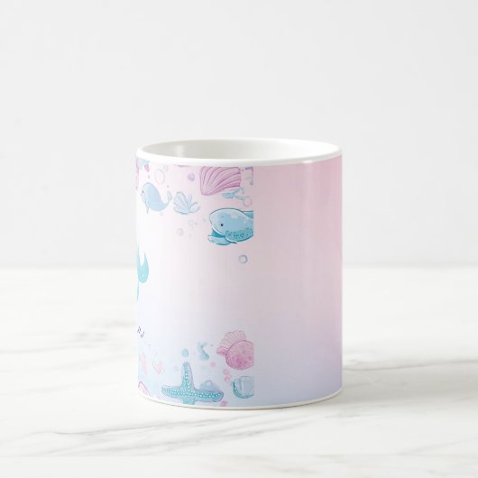 Niedliche Meerjungfrau - personalisierte Umarmung Kaffeetasse (Mittel)