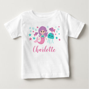 Niedliche Meerjungfrau-personalisiertes Mädchen Baby T-shirt