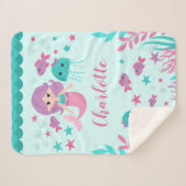 Niedliche Meerjungfrau-personalisiertes Mädchen Sherpadecke (Vorderseite (Horizontal))