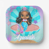 Niedliche Meerjungfrau-Prinzessin Pappteller (Vorderseite)