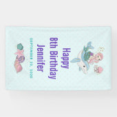 Niedliche Meerjungfrau Reiten auf einem Dolphin Banner (Horizontal)