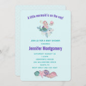 Niedliche Meerjungfrau Reiten auf einem Dolphin Einladung (Vorne/Hinten)