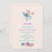 Niedliche Meerjungfrau Reiten auf einem Dolphin Einladung (Vorne/Hinten)