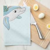 Niedliche Meerjungfrau Reiten auf einem Dolphin Geschirrtuch (Viertel Falte)