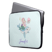 Niedliche Meerjungfrau Reiten auf einem Dolphin Laptopschutzhülle (Vorderseite Links)