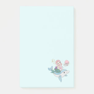 Niedliche Meerjungfrau Reiten auf einem Dolphin Post-it Klebezettel