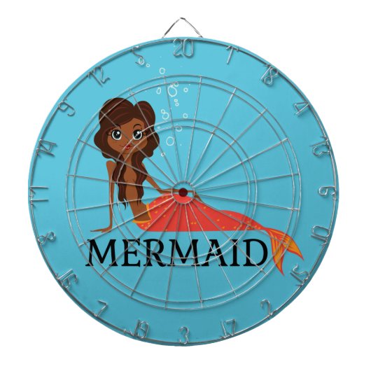 Niedliche Meerjungfrau (schönes Schwarzes Mädchen) Dartscheibe (vorne)