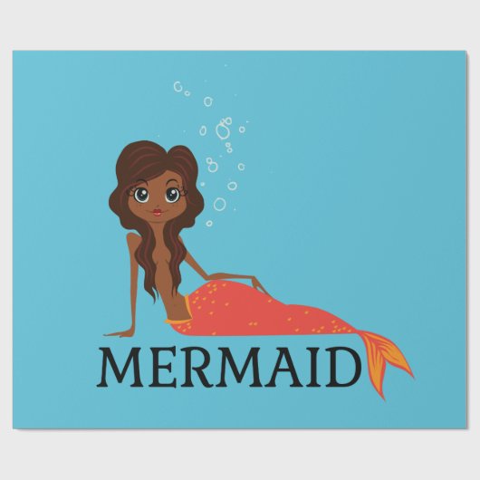 Niedliche Meerjungfrau (schönes Schwarzes Mädchen) Geschenkpapier (Flach)