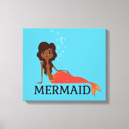 Niedliche Meerjungfrau (schönes Schwarzes Mädchen) Leinwanddruck