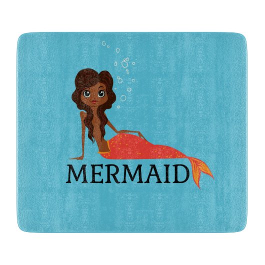 Niedliche Meerjungfrau (schönes Schwarzes Mädchen) Schneidebrett (Vorderseite)