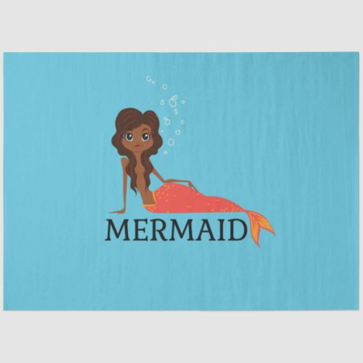 Niedliche Meerjungfrau (schönes Schwarzes Mädchen) Seidenpapier (Vorderseite)