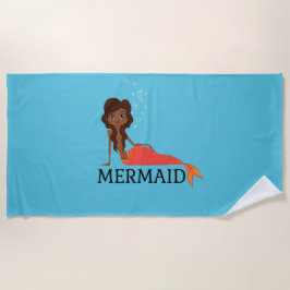 Niedliche Meerjungfrau (schönes Schwarzes Mädchen) Strandtuch