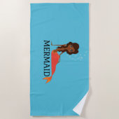 Niedliche Meerjungfrau (schönes Schwarzes Mädchen) Strandtuch (Vorderseite)