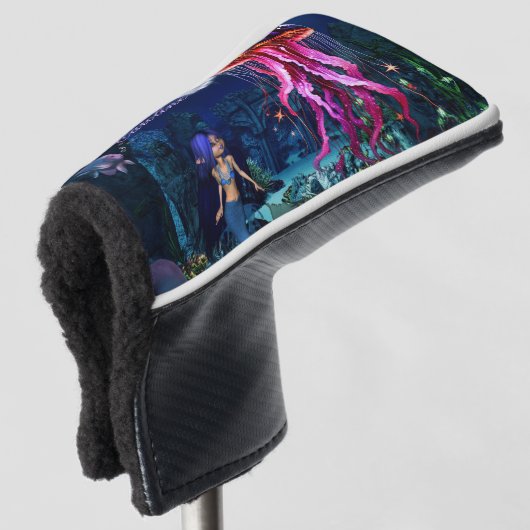 Niedliche Meerjungfrau sieht sich die schöne Quall Golf Headcover (3/4 Vorderseite)