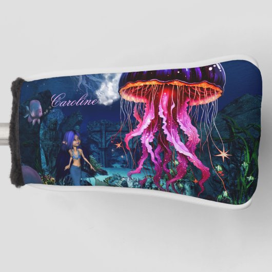 Niedliche Meerjungfrau sieht sich die schöne Quall Golf Headcover (Vorderseite)